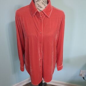 Soft surroundings boyfriend tunic velvet long sleeve button up shirt petite medi